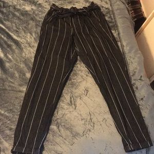 Dark grey and white striped pants